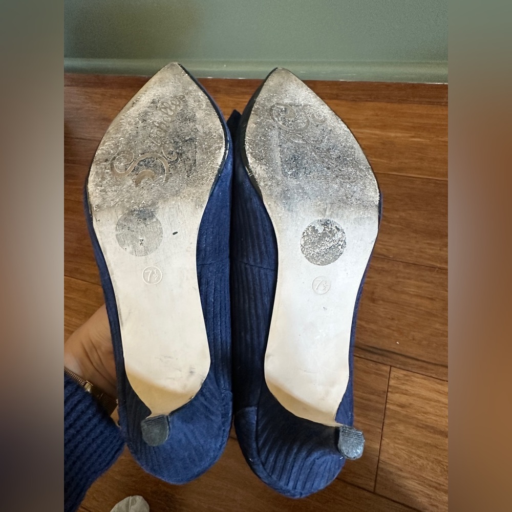 SEYCHELLES Corduroy Kitten Heels in Blue size 7 1/2 - Picture 4 of 4